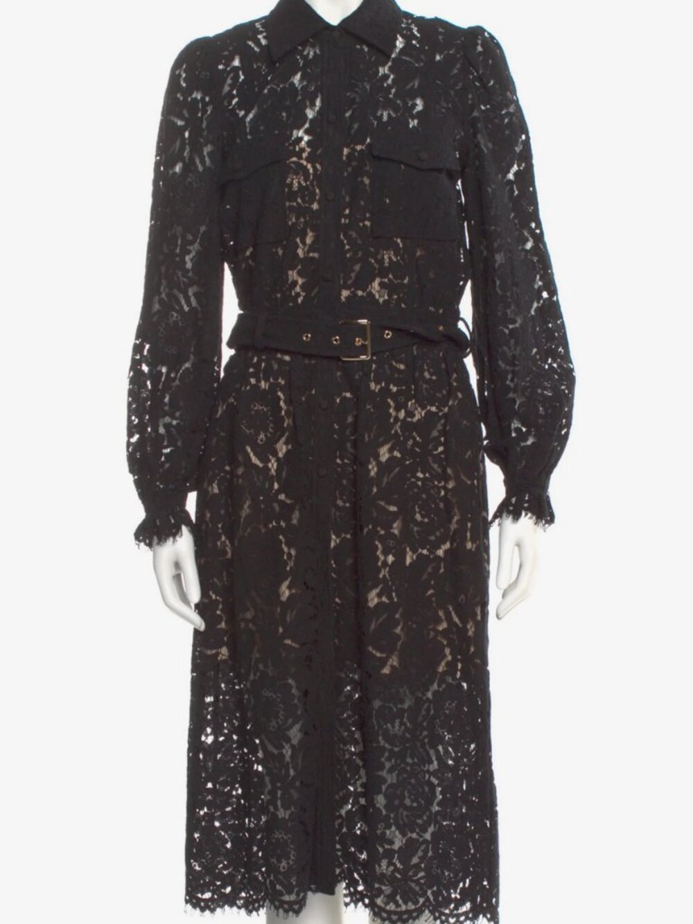 Generation Love Black Lace Shirt Dress with Belt Sz M